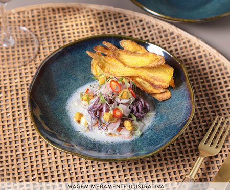 Jogo de Pratos Fundo Orgânico Oceano Azul | Westwing