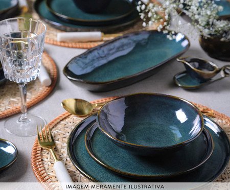 Jogo de Pratos Fundo Orgânico Oceano Azul | Westwing