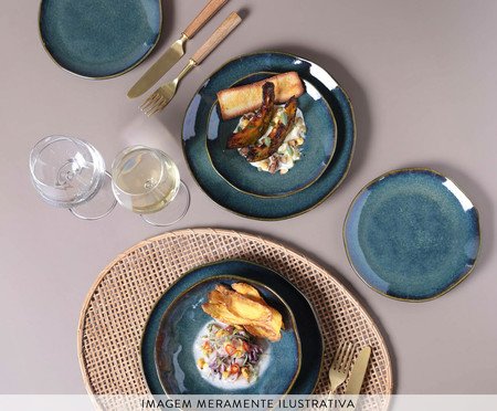 Jogo de Pratos Fundo Orgânico Oceano Azul | Westwing