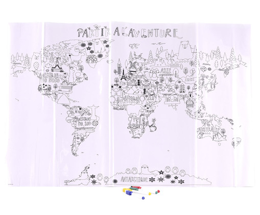 Adesivo Parede Mapa Mundi Colorido, Branco | WestwingNow