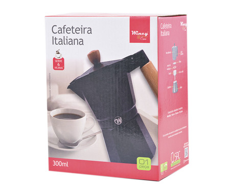 Cafeteira Italiana com Alça em Madeira Black | WestwingNow