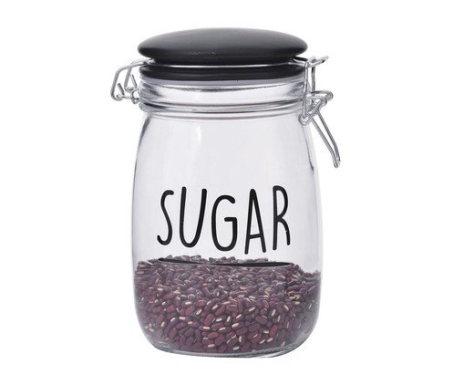 Pote Hermético Clip Sugar Preto, Preto | WestwingNow