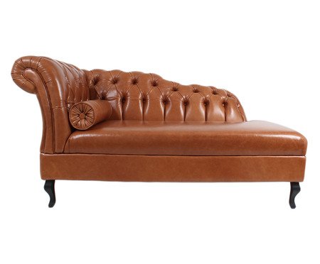 Chaise Longue em Couro Samartim - Caramelo | WestwingNow