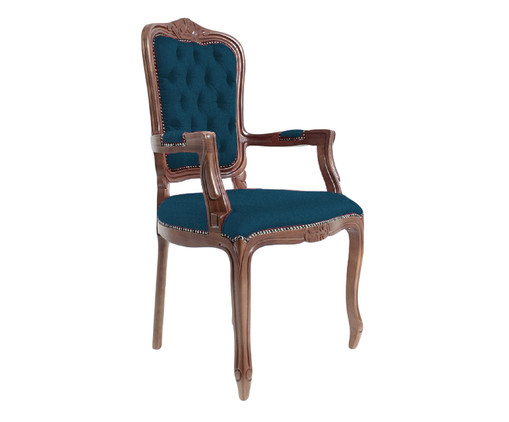 Cadeira Luiz Xv Telian Capitonê - Azul e Marrom, azul | WestwingNow