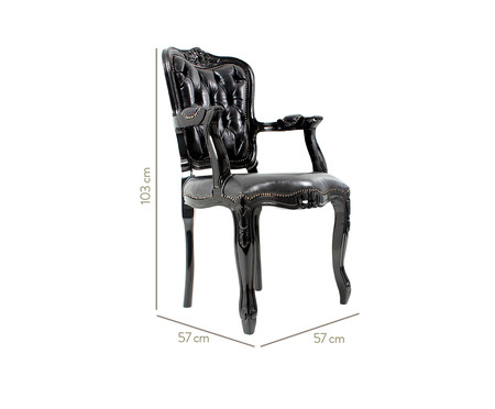 Cadeira em Courino Luis Xv Lamme Capitonê - Preta | WestwingNow