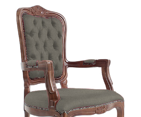 Cadeira Luis XV Telian Capitonê - Verde e Marrom | WestwingNow