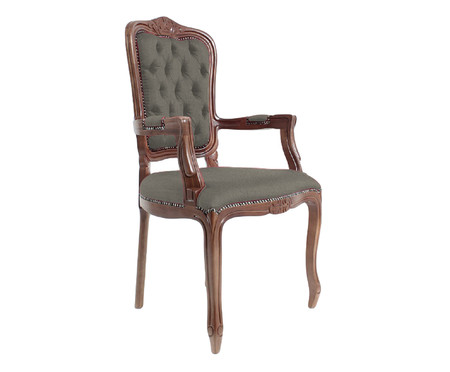 Cadeira Luis XV Telian Capitonê - Verde e Marrom