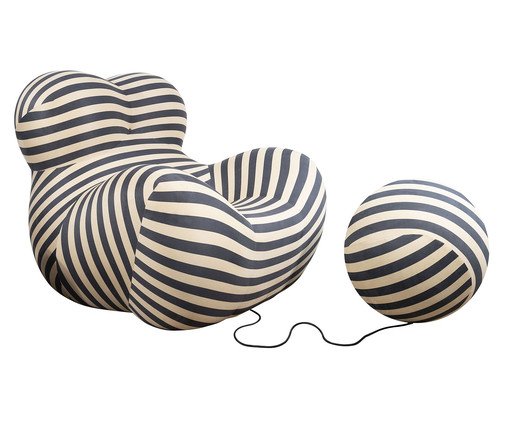 Poltrona com Puff Femminile - Listrada Preta e Bege, multicolor | WestwingNow