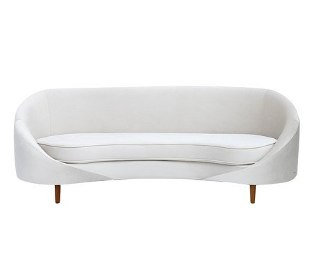 Sofá em Veludo Jayne com Pés em Madeira - Off White | Westwing