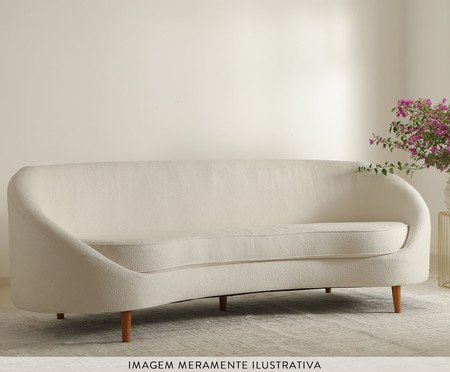 Sofá em Veludo Jayne com Pés em Madeira - Off White | Westwing
