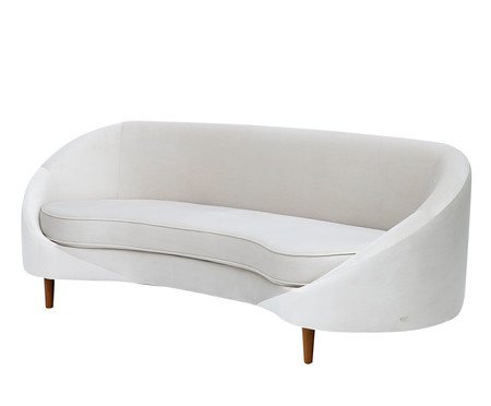 Sofá em Veludo Jayne com Pés em Madeira - Off White | Westwing