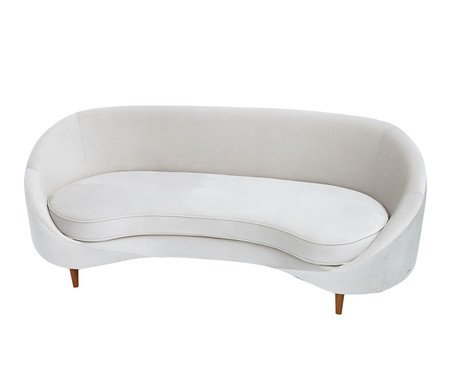 Sofá em Veludo Jayne com Pés em Madeira - Off White | Westwing