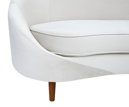 Sofá em Veludo Jayne com Pés em Madeira - Off White | Westwing
