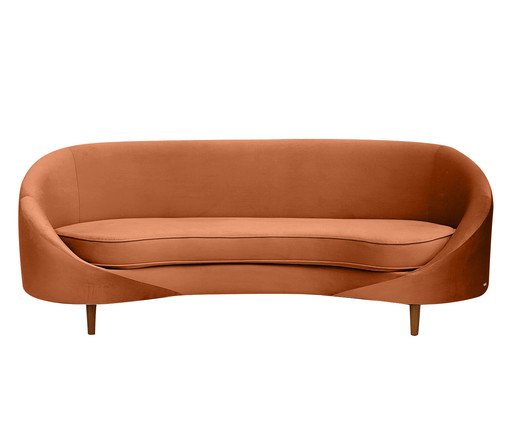 Sofá em Veludo Jayne com Pés em Madeira - Terracota, Terracotta | WestwingNow