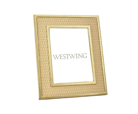 Porta-Retrato em Metal e Fibra Natural Grande Easy Bege | Westwing