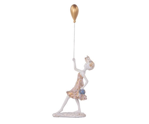 Adorno Girl Ballon Esfumaçado Balão Dourado, gold | WestwingNow