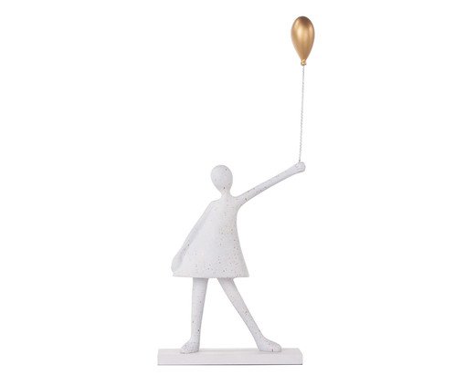 Adorno Menina Balão Flocado Dourado, gold | WestwingNow