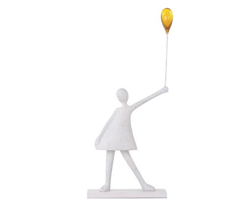 Adorno Menina Balão Flocado Translúcido, white | WestwingNow