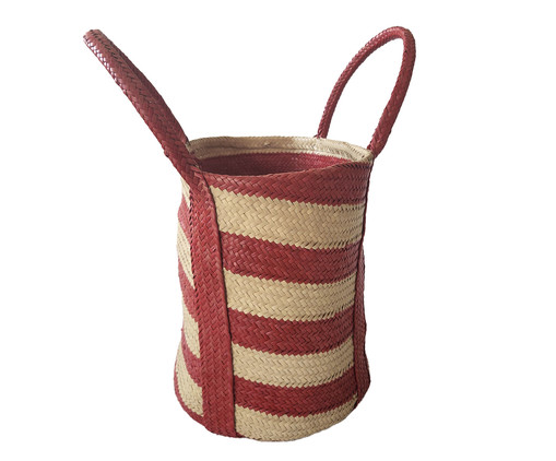 Cachepot Palha Listrado Vermelho, Natural | WestwingNow