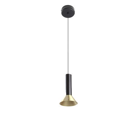 Pendente Led Zoom Preto e Dourado Escovado Bivolt | Westwing