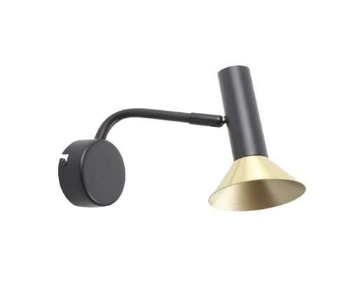 Arandela Led Zoom Preto e Dourado Escovado, gold | WestwingNow