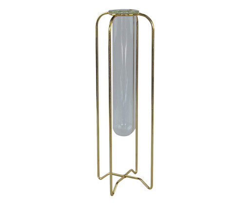 Vaso em Vidro e Metal Levona - Dourado e Transparente, Dourado, Transparente | WestwingNow