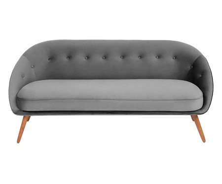 Sofá Belle em Veludo - Cinza e Natural