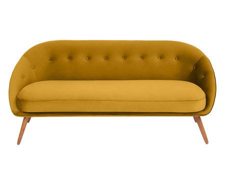 Sofá Belle em Veludo - Açafrão e Natural