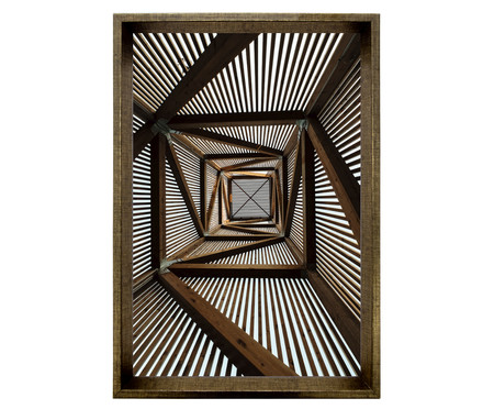 Quadro Arquitetura Marron Angulos Ouro Envelhecido