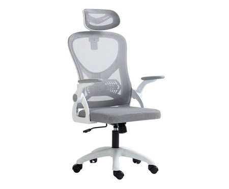 Cadeira Office Columbus Branca com Tela Mesh Cinza | Westwing