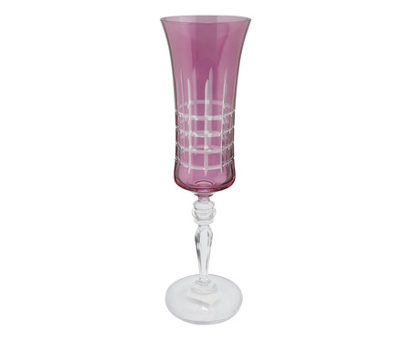 Taça para Champanhe em Cristal Grace Lapidada Magenta