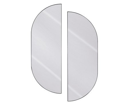 Jogo de Espelhos com Moldura em Metal Oval e Acabamento Liso Prateado | Westwing
