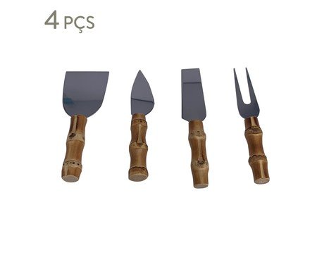 Jogo de Utensilios Para Queijo em Inox e Bambu Natural | Westwing