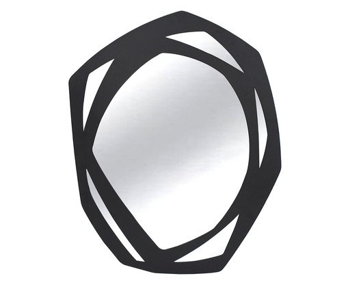 Espelho Oval Organic Maior com Moldura em Metal e Acabamento Liso Preto, black | WestwingNow