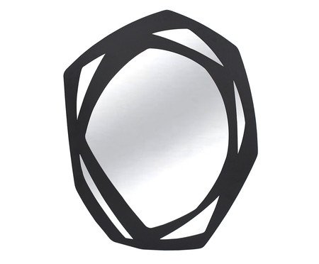 Espelho Oval Organic Maior com Moldura em Metal e Acabamento Liso Preto