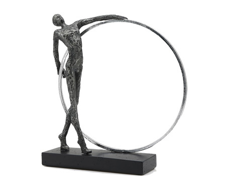 Escultura em Resina e Metal Homem com Aro Prateado