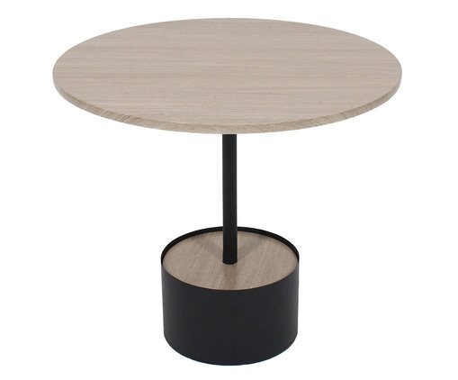 Mesa em Madeira e Metal Redonda Preto e Natural, multicolor | WestwingNow