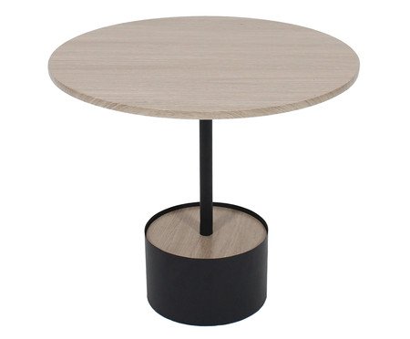 Mesa em Madeira e Metal Redonda Preto e Natural | Westwing