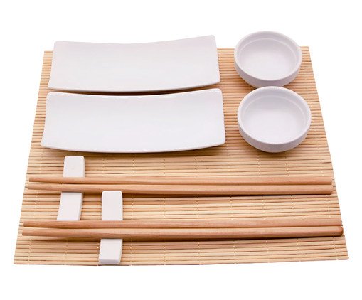 Jogo de Sushi em Bambu Arathorn, Branco | WestwingNow