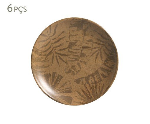 Jogo de Pratos Sobremesa Palm Tree Terracota, Marrom | WestwingNow