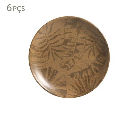 Jogo de Pratos Sobremesa Palm Tree Terracota