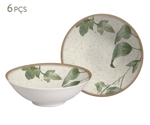 Jogo de Bowls Decorados Tropical Leaves, Branco | WestwingNow