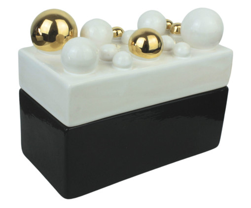 Caixa Greta Sphere Branca, Preto e Ouro, Branco | WestwingNow