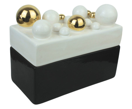 Caixa Greta Sphere Branca, Preto e Ouro
