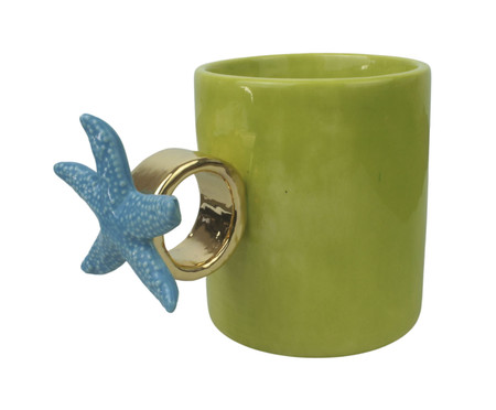 Caneca Starfish Verde com Ouro