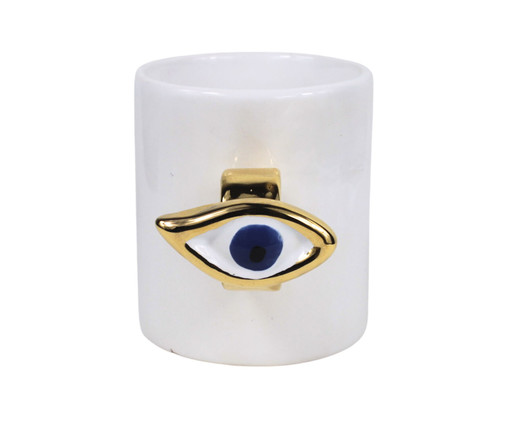 Caneca Eye Grega Branca com Ouro, Branco | WestwingNow