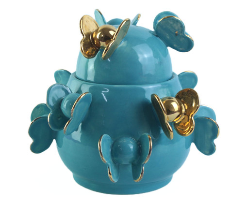 Caixa Sophie Azul Piscina com Ouro, Azul | WestwingNow