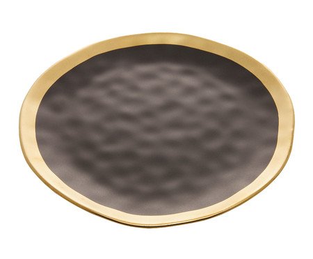 Prato Raso de Porcelana Dubai Preto e Dourado | Westwing