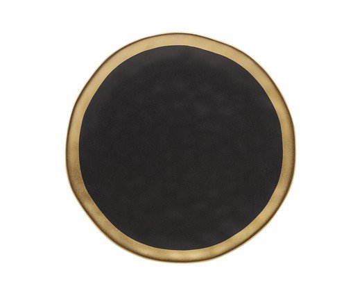 Prato Raso de Porcelana Dubai Preto e Dourado, Preto | WestwingNow