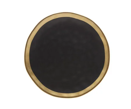 Prato Raso de Porcelana Dubai Preto e Dourado | Westwing